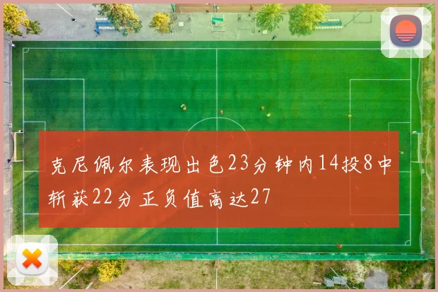 克尼佩尔表现出色23分钟内14投8中斩获22分正负值高达27